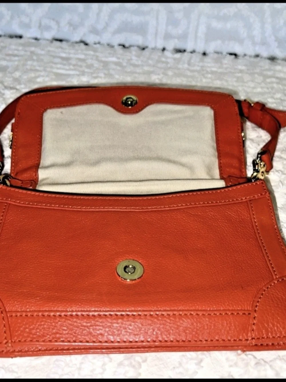 Tory Burch Burnt Orange Pebbled Leather Shoulder Bag